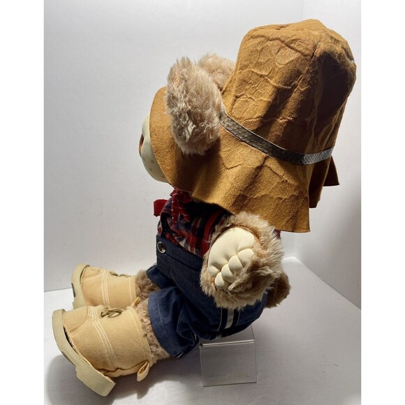 Vtg FurSkins Xavier Roberts Plush Stuffed Toy Bear Hat Boots Tie Plaid Shirt 20" - Picture 6 of 14